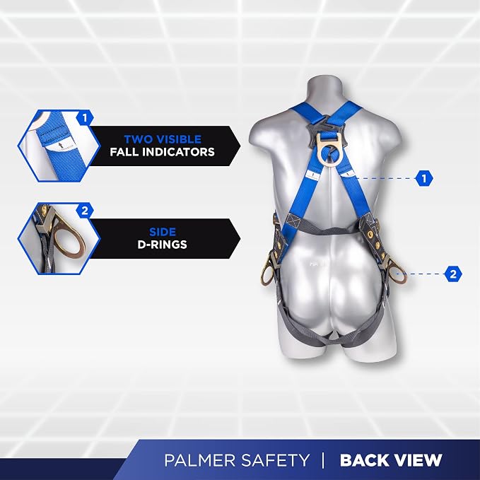 Construction Harness 5 Point Adjustment, Back D-Ring, Grommet Legs, Multiple Styles I OSHA ANSI Compliant