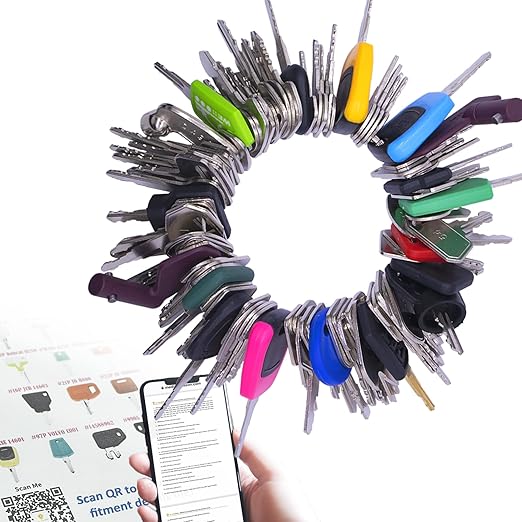105PCS Non-Duplicate Heavy Equipment Keys Master Set, Construction Ignition Key for CAT JLG Case JD Hyster Kubota Komatsu Yanmar Terex Ford New-Holland Volvo JCB and More, LM105KS