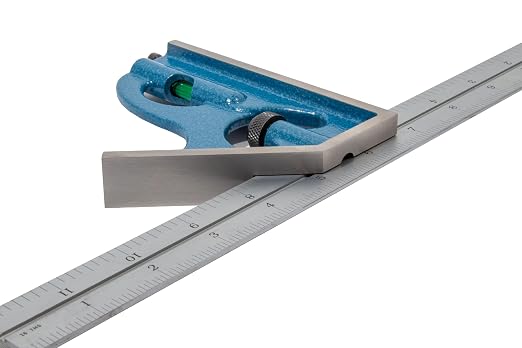 PEC Tools 2-Piece Combination Square, 24" Machinist Blade (4R) with Cast Iron Square Head, Level Vial and Scribe Tool, Made in USA
