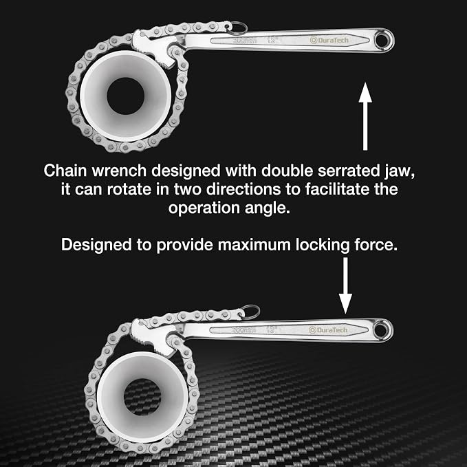 DURATECH 12-Inch Chain Filter Wrench, Oil Filter Tool fits 1/2" to 4-1/2" | Adjustable Removal Tool, Repair Plumbing