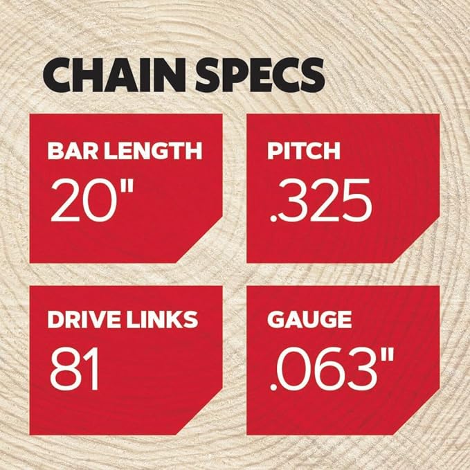 Oregon Chainsaw Chain for 20" Bar, .325" Pitch, .063" Gauge, 81 Drive Links | PowerCut Replacement Saw Chain, Fits Several Stihl Models