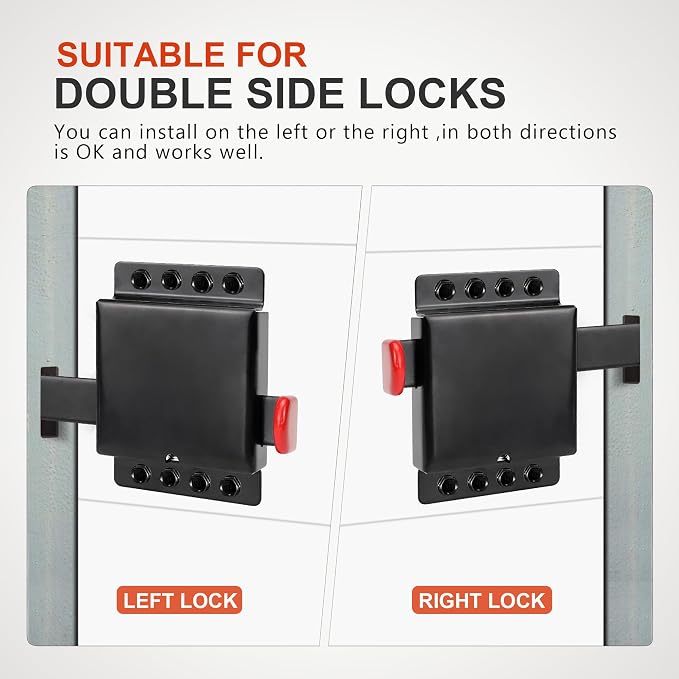 Heavy Duty Max Garage Door Side Lock Inside Deadlock for Most Garage Door Iron Galvanizing -4 Pack, Black