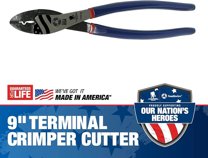 Southwire Made In America Terminal Crimper And Wire Cutter, 9" Terminal Crimper/Cutter (TCC9D-US)