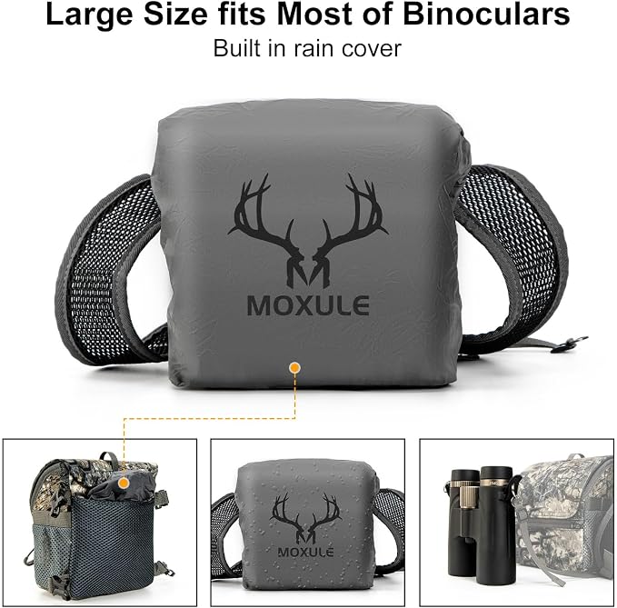 Binocular Harness Chest Pack: Bino Case, Magnetic Lid, Rain Cover | Silent one-hand access, water-resistant fabric, MOLLE webbing for hunting, birdwatching and hiking