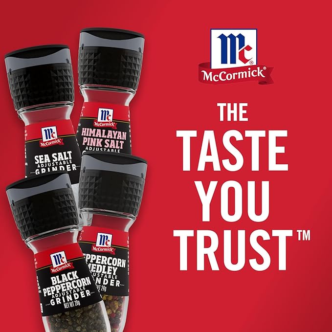McCormick Grinder Essentials Variety Pack, Non GMO, Varieties Include Black Peppercorn, Himalayan Pink Salt, Peppercorn Medley & Sea Salt, 6.47 oz