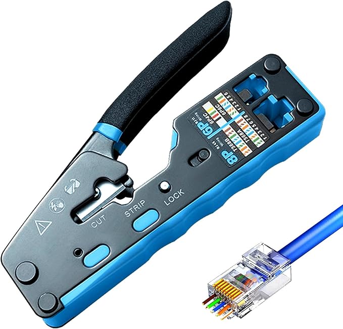 Gaobige Network Tool kit, Cat6 Cat5e Cat5 Crimping Tool RJ45 Crimp Tool kit, Pass Through rj45 Crimper, Wire Tracker, 110/88 Punchdown Tool, Cat6 Pass Through Connectors