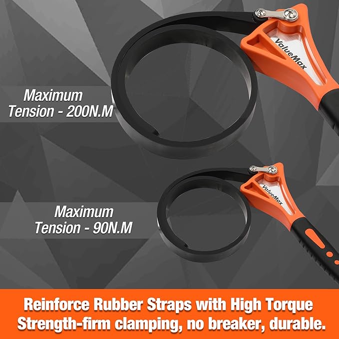 ValueMax 2-piece Strap Wrench Set, Adjustable Oil Filter Wrench with Max Diameter 4" (Small) & 6" (Large) for Shower Head Water Filter, Jar Opener Set