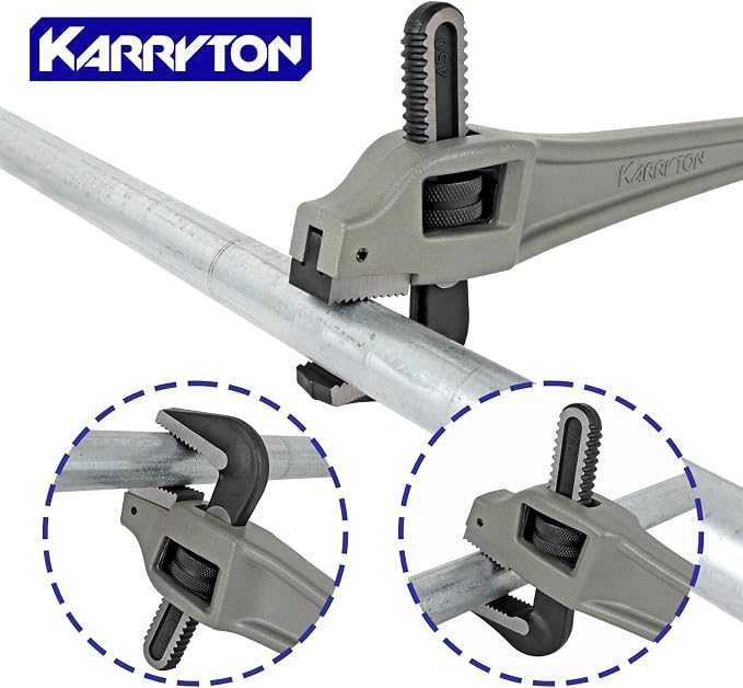 18 Inch Aluminum Offset Pipe Wrench, 3.5"/89mm Adjustable Jaw Capacity, Heavy Duty Plumbers Wrench with Drop Forged Steel Jaw(CR-V), Perfect Plumbing Tool Exceed GGG Standard