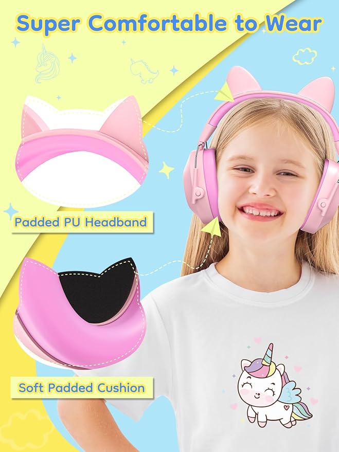 Dr.meter Ear Muffs for Noise Reduction: 32dB SNR Noise Cancelling Headphones for Kids Autism Sensory, Adjustable Kids Ear Hearing Protection for Autism Sensory, Fireworks, Concert w/Fun Stickers