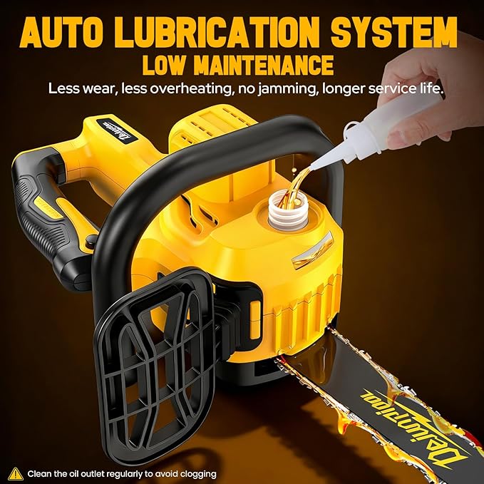 16 Inch Electric Chainsaw Compatible with Dewalt 20V/60V MAX Battery (Tool Only), Brushless Cordless Chainsaw with Auto Oiler, Battery Level Screen, 3 Chains, Handheld Pruning Saw for Tree Branch