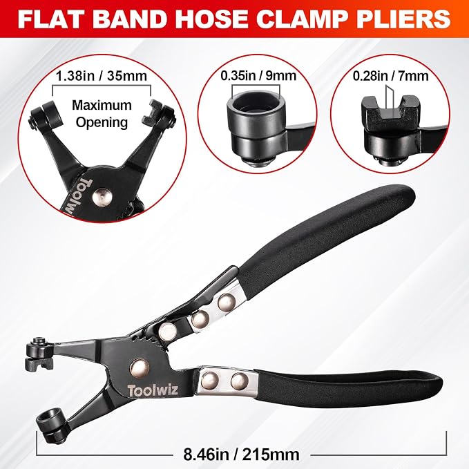 Toolwiz Hose Clamp Pliers and 27" Flexible Hose Clamp Plier, 2 Pcs Hose Clamp Pliers Set with Locking Device, Hose Clamp Tool Spring Clamp Pliers for Ring-Type or Flat-Band Hose Clamp