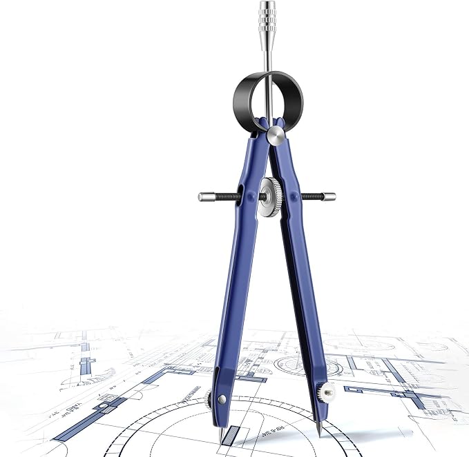 Professional Compass for Geometry, Metal Drawing Compass Drafting Tool with Extra Refills for Office Drafting Drawing Woodworking, Silver, Blue(20 Pieces)