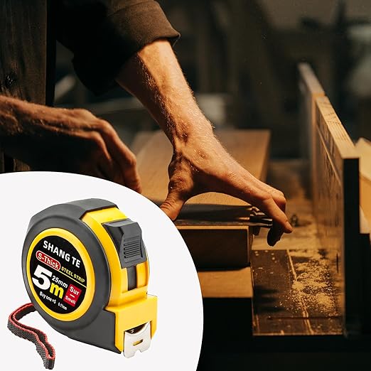 Steel Measuring Tape, Tape Measure 16 ft, Measuring Tape Retractable, 16-Foot Basics Self-Locking Measurement Self Lock Auto Tape Rule Imperial/Metric for Body Measurements