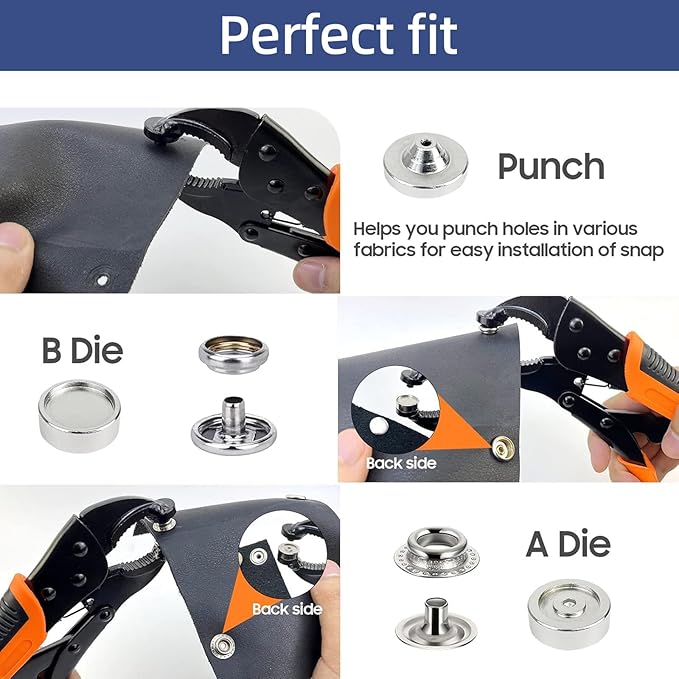 Mostantu Snap Fastener Tool Adjustable Snap Setter Tool with Snaps for Boat Cover