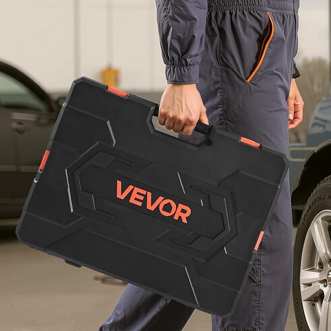 VEVOR Socket Set, 163 Pieces, 3/8 & 1/4 & 1/2 inch Drive Socket Tool Set, SAE and Metric, Deep and Standard, Mechanic Tool Kit with Storage Case, Chrome Plated CR-V Alloy Steel, for Automotive Repair