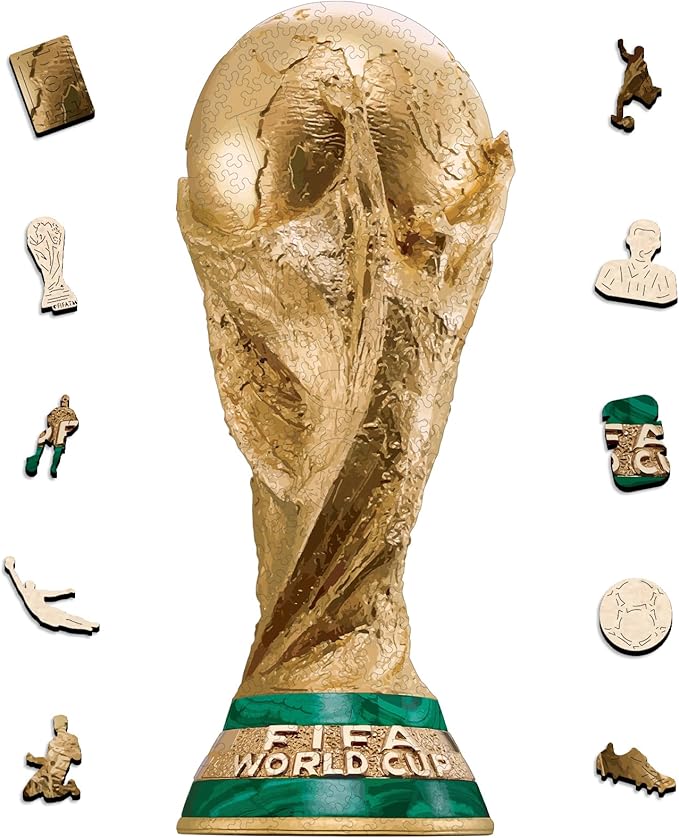 FIFA World Cup2026 Trophy Wooden Puzzle for Adults, 200 Pieces Irregular Shape Puzzle, 5MM Thick, Creative Collectible Jigsaw Puzzles Gift for Fans, Officially Licensed Product, 6.3 x 16