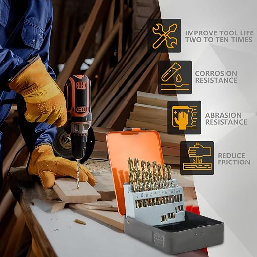 CaRoller Cobalt Drill Bit Set 21-Piece, M35 Metal Drill Bits Durable Round Shank Drill Sets for Steel Wood Plastic Sheet Metal (21pcs Cobalt)