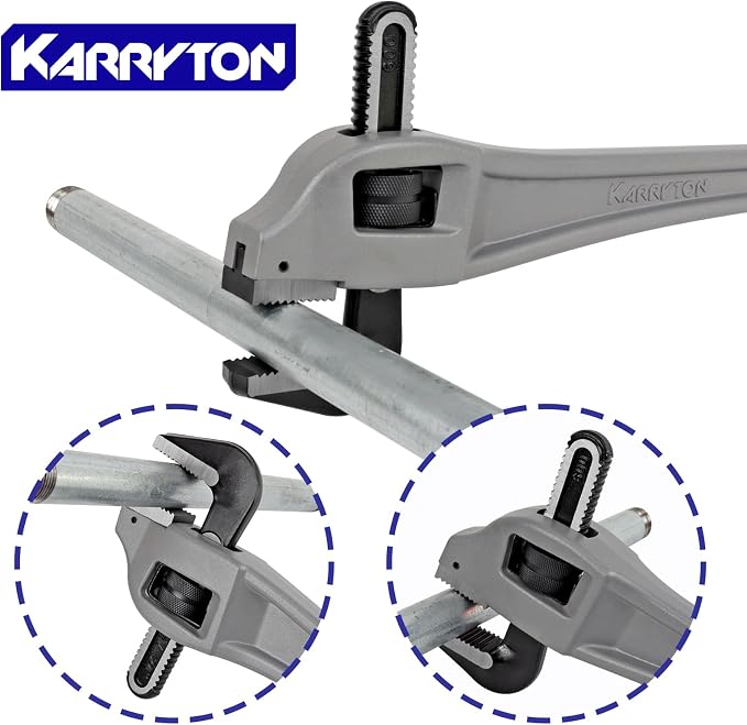 24 Inch Aluminum Offset Pipe Wrench, 4"/101mm Adjustable Jaw Capacity, Heavy Duty Plumbers Wrench with Drop Forged Steel Jaw(CR-V), Perfect Plumbing Tool Exceed GGG Standard