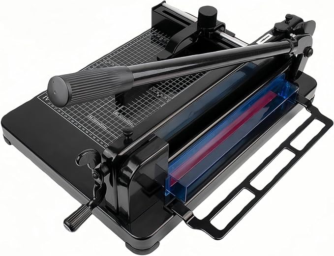 ISDIR Heavy Duty Guillotine Paper Cutter, 12” A4 Stack Paper Trimmer, Cuts Up to 400 Sheets, All-Steel Base with Safety Lock, Professional Paper Cutter for Office, School & Print Shop