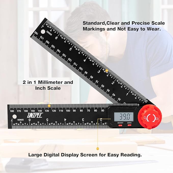 Digital Angle Finder Protractor, Angle Finder Ruler, 7inch 200mm 7inch/200mm, Angle Measuring Tool for Woodworking,Carpenter,Construction,DIY Measurement