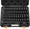 VEVOR 1/2" Drive Impact Socket Set, 65 Piece Socket Set SAE 3/8" to 1-1/4" and Metric 10-24mm, 6 Point Cr-V Alloy Steel for Auto Repair, Rugged Construction, Easy-to-Read Size Markings, Storage Case
