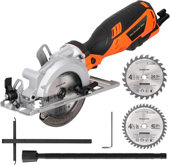 Power Mini Circular Saw,4-1/2" Saw 5.8A 3500RPM Cutting for Wood, Plastic
