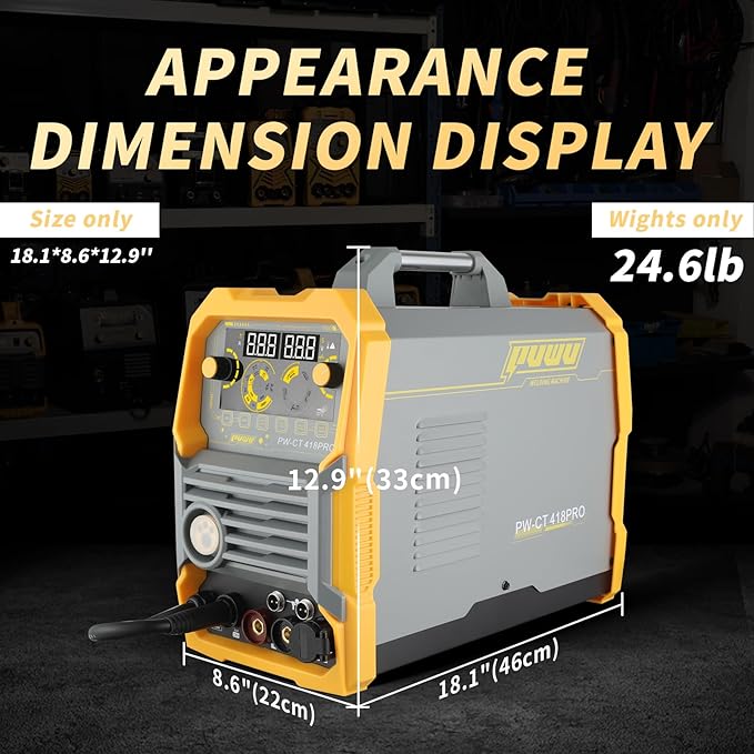 Plasma Cutter Welder Combo, Gas MIG/Gasless MIG/HF TIG/Stick/CUT 5 in 1 Aluminum Welding Machine with 110V/220V Dual Voltage Multi Process Welder with 20PCS Rods and Gloves