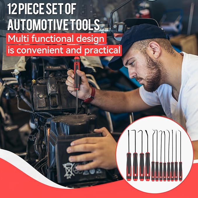 12PCS Precision Pick Set - Easy Removal Tool for Automotive Oil Seals, O-Rings, and Gaskets, Lock Pick Set, Picks, Pick Tool (12, Black 12)