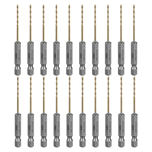 SALI Cobalt Drill Bit Set,20 Pack 1/16 Inch High Speed Steel Hex Shank Jobber Drill Bits, for Hardwood, Aluminum,Metal,Copper,Alloyed Steel