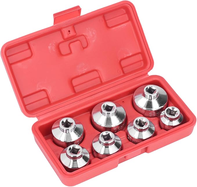 7pcs Oil Filter Cap Wrench Socket Set 3/8in Drive 24 27 29 30 32 36 38mm Replacement for
