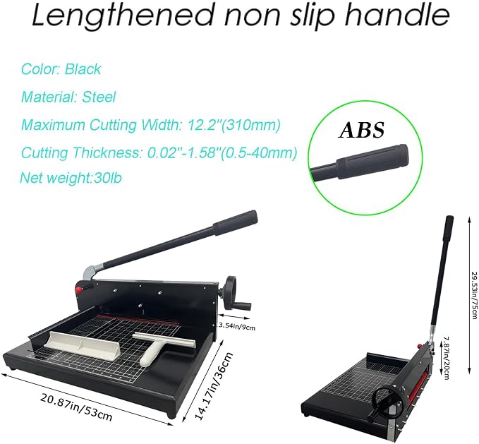 INTBUYING Paper Cutter Guillotine Style Heavy Duty Manual Stack Paper Trimmer Max 12.2in with Safety Protection for Home Office