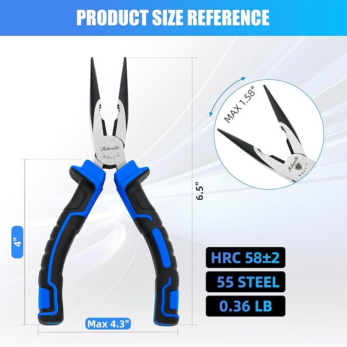 Needle Nose Pliers 6.5" Long Nose Pliers for Wire Bending, High Carbon Steel Needle Nose Plier, Serrated Jaw Pliers for Jewelry Making, Electronics Repair, Object Grasping, Craft Making