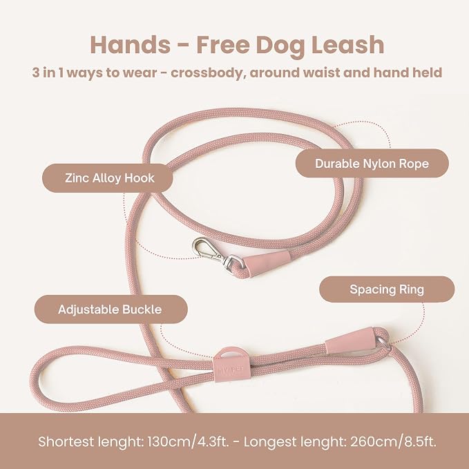 No Pull Dog Harness and Leash Set 3-in-1 Adjustable Anti Pull Dog Harness with Hands-Free Matching Leash,Poop Bag Holder,Easy Walk Dog Harness Extra Small Sized Dog(Pink Sand)