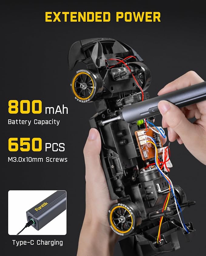 Fanttik E2 Max Mini Electric Screwdriver, Electric Screwdriver Cordless, Max 0.4N.m, 50 Magnetic Bits, 5/32'' Hex, Magnetic Storage, Repair Tool for Electronics Phone Camera Laptop Watch