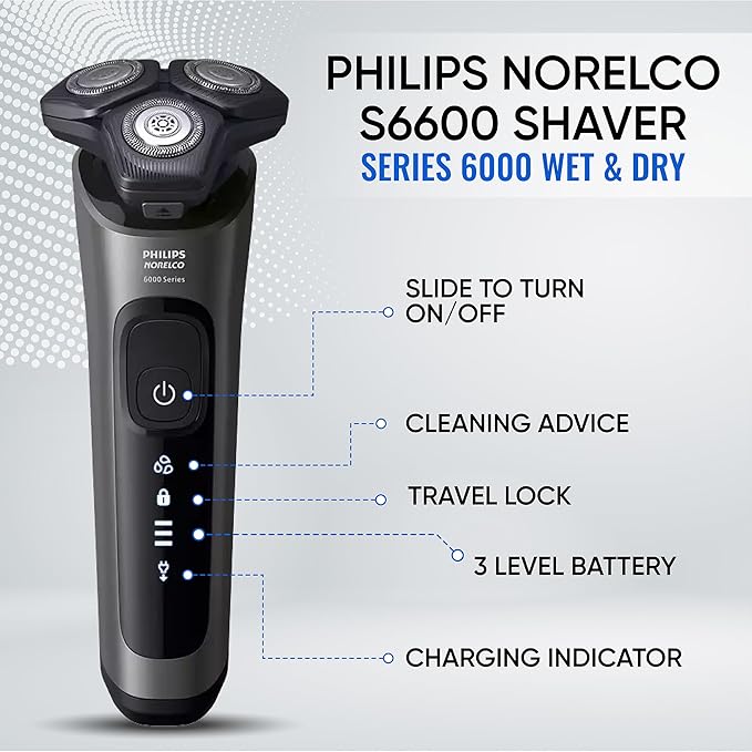Philips Electric Shavers for Men, Rechargeable Wet/Dry Electric Shaver with SenseIQ Technology, Cordless Electric Razors for Men with Pop-up Trimmer, Travel Case