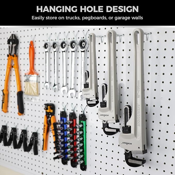 HORUSDY 3 - Piece Aluminum Pipe Wrench Set 10", 14", 18" | Ultra-Light Durable Adjustable Pipe Wrenches for Plumbing, HVAC, Farm, DIY | Heavy Duty Drop Forged Secure Locking Tool Kit