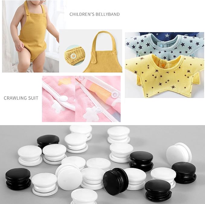 NXTOV 960pcs Plastic Snaps, T5 White Snaps Starter Fasteners Kit, No-Sew Buttons for Crafts Cloth