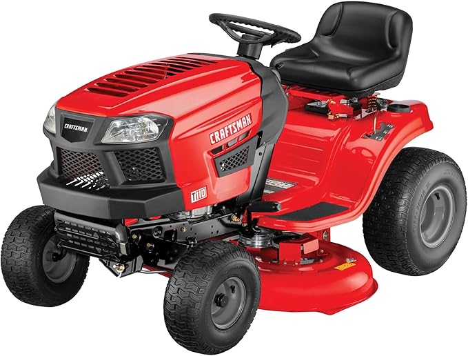 CRAFTSMAN 42" Gas Riding Lawn Mower with 17.5 HP* Briggs and Stratton Single-Cylinder Engine, Gas Lawn Tractor with 7-Speed Transmission, Red/Black (13AN77XSA93)