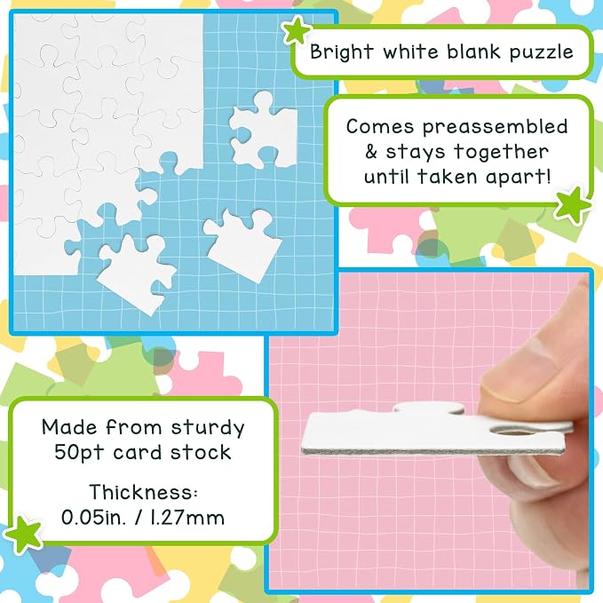 8 Blank Jigsaw Puzzles with Envelopes – 4 x 5.5 Inch, 9 Pieces Each – Hygloss DYI Party invites, Perfect for Decorating, Kids' Activities, Arts & Crafts or Party Favors (Pack of 2)