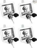 QWORK Stainless Steel T-Handle Latch Kit, 4 Lock Latches and 8 Keys Perfect for RVs, Campers and Trailers