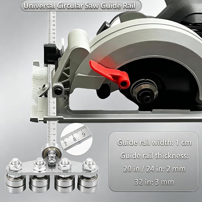 Circular Saw Guide Rail, 31.5in Positioning Calipers for Circular Saw, Stainless Steel Rip Cut Circular Saw Guide, Adjustable Guide Rail for Woodworking Positioning Cutting