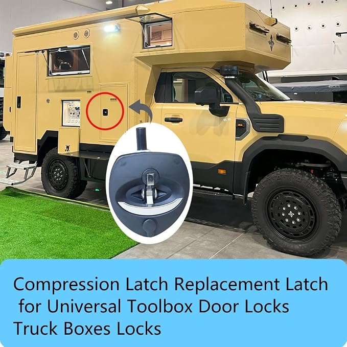 Single Point Compression Latch for Underbody Truck Tool Box Replacement Latch with Blind Studs, 1pc T-Handle Folding Design for Universal Toolbox Door Locks Truck Boxes Locks (Black-)