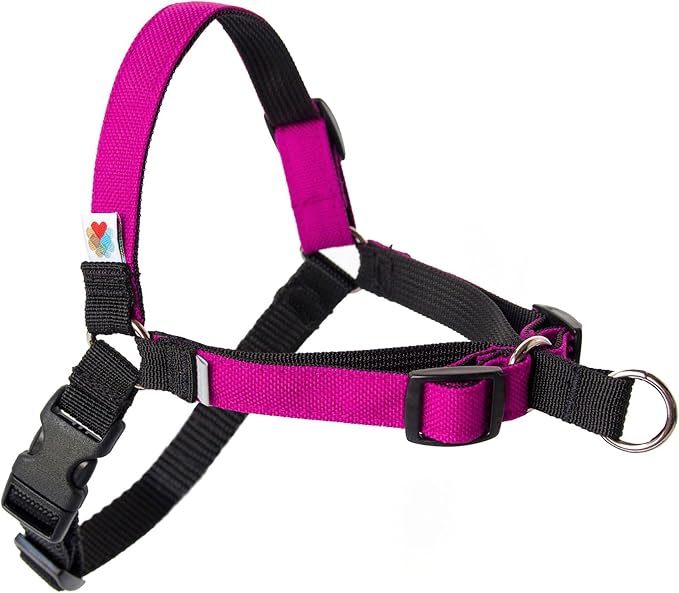 No Pull Dog Harness | Comfortable Training Harnesses | Effective No Pull Harness Design | Ideal for Medium Sized Dog | 4-Point Adjustable(M - 22~28 inch Girth, Fuchsia)