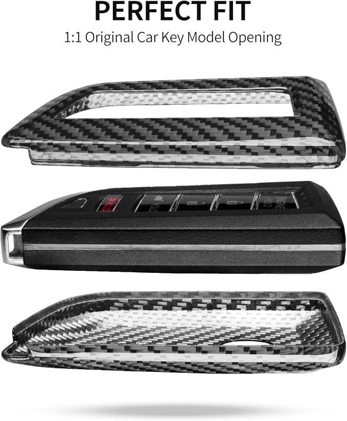 T-carbon Key Fob Cover Fits Acura MDX 2025 5 Buttons Accessories,Glass Fiber Key Fob Case with Keychain Fits Acura 2024 RDX MDX RLX NSX ILX TLX TLX-L CDX Smart Remote Keyless Silver Black