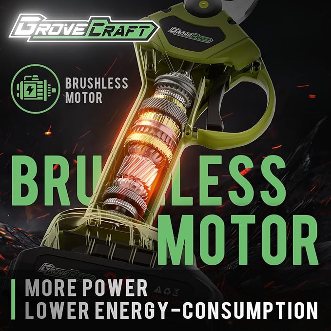 2-in-1 Pole Pruning Shears,1" Cutting Diameter Cordless Electric Pole Pruners - Brushless Motor, 2 * 4.0Ah Batteries, Branches Cutter for Tree & Flower(Fast Charger Included), Green