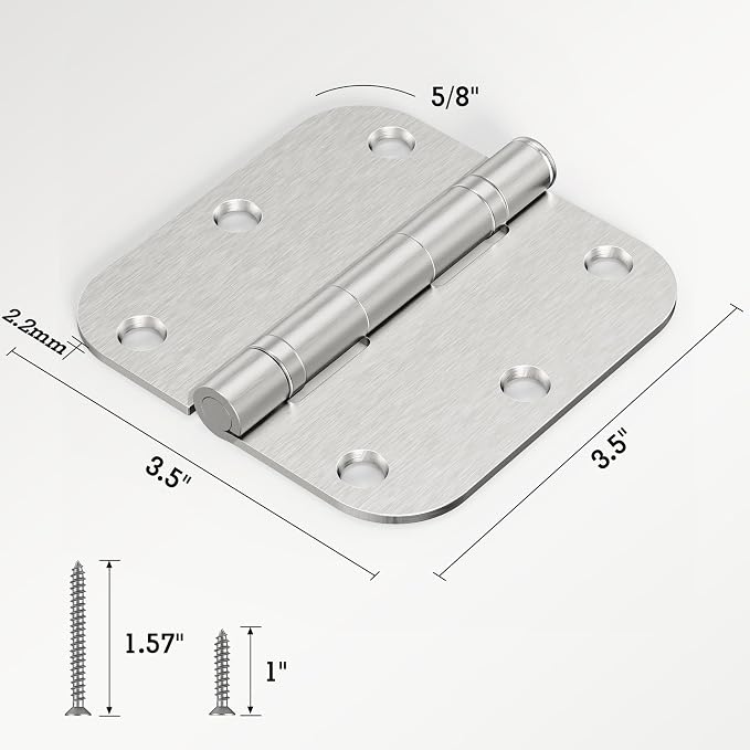 36 Pack Rounded Door Hinges 3.5 Inch Brushed Nickel Lasting Mute Integral Ball Bearing Door Hinges Satin Nickel 3 1/2" 5/8" Radius, Interior Hinge for Wooden Doors Retreat Mansion Villa Loft Inside