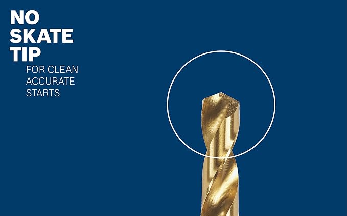 BOSCH TI2151IM 1-Piece 3/8 in. x 5 in. Titanium Nitride Coated Metal Drill Bit Impact Toughwith Impact-Rated Hex Shank for Applications in Heavy-Gauge Carbon Steels, Light Gauge Metal, Hardwood