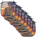 Lunarable Lighthouse Chair Cushion Pads Set of 8, Stromboli Lighthouse Italy Mediterranean Colorful Cloudy Sky Cloudscape, Anti-Slip Seat Padding for Kitchen & Patio, 16"x16", Brown Orange Blue