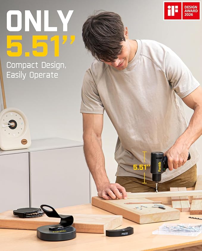 Fanttik K2 Ultra Power Drill, Cordless Drill/Driver, 3/8'' Keyless Chuck, Max. 30 N.m, Max. 1250 RPM, TapSwitch Gear Change, 2.5AH Rechargeable Battery, Tool Kit for Home DIY Projects