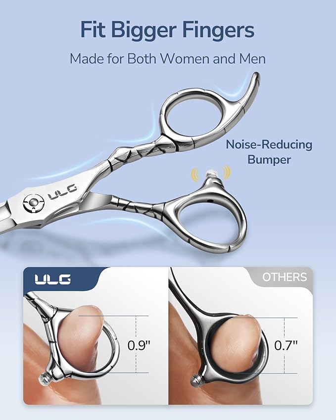 ULG Professional Hair Cutting Scissors 6.5" Japanese Stainless Steel Hand-Honed Barber Scissors for Home & Salon Use, Ergonomic Textured Handle for Men & Women